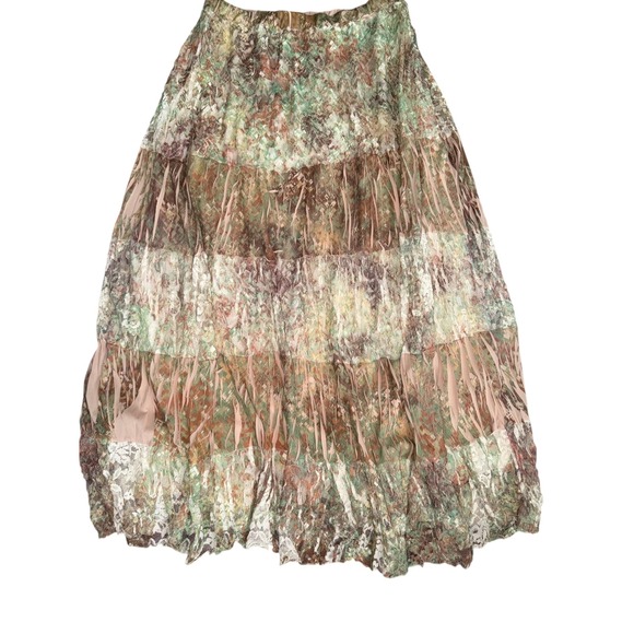 Reba Boho Skirt Cottagecore Women's Tiered Maxi Floral Silk Cotton Blend Size M - Picture 4 of 11